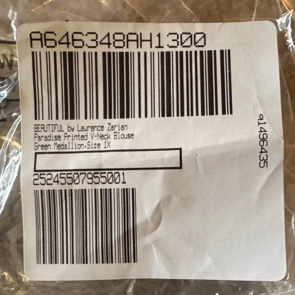 Beautiful by Lawrence Zarian Green Paradise Damask V-Neck Blouse – Size 1X - Picture 8 of 8